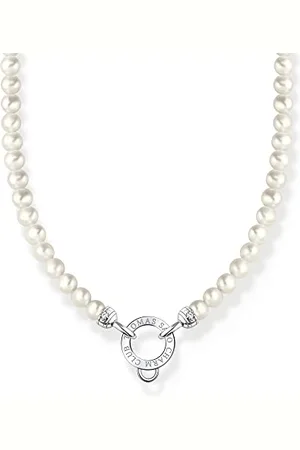 Thomas Sabo KE2187-167-14-L45v - Collana da donna con perle bianche in Sterling 925 con perline rotonde in acqua dolce, lunghezza 45 cm, 45 cm, sterling, Nessuna pietra preziosa