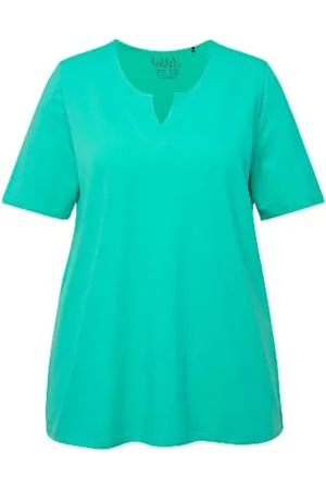 Ulla Popken T-Shirt, A-Linie, Tunika-Ausschnitt, Halbarm, , 42-44 Donna