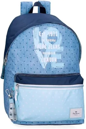 Pepe Jeans Joumma Bags - Zaino da scuola, e rosa, in poliestere, spallacci regolabili, per un comodo trasporto, vari scomparti, con portachiavi pompon, , Taglia unica, Zaino 42