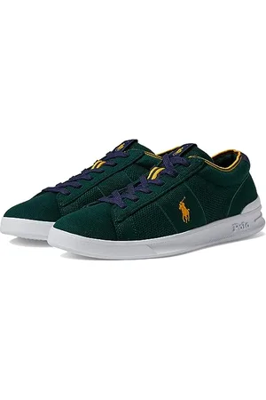Ralph Lauren Sneaker da Uomo Heritage Court II Knit, Foresta/Blu Marino/Oro, 43 EU