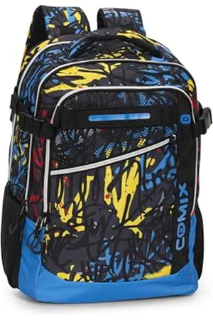 COMIX WBS - Zaino Scuola Media, Elementare e Superiore, 2 Vani Principali, 2 Tasche Frontali, Schienale Termoformato Imbottito, Spallacci Imbottiti e Regolabili, Maniglia Imbottita, 32x44,5Hx20 cm