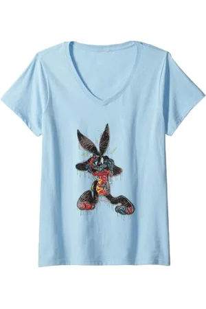 LOONEY TUNES Donna Dripping Paint Bugs Bunny Maglietta con Collo a V