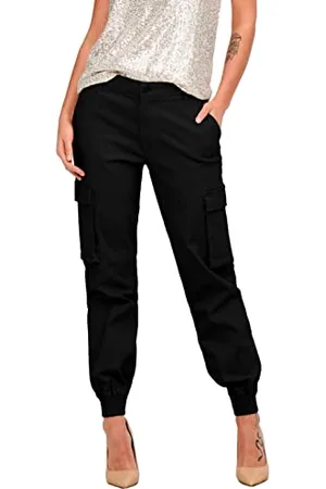 ONLY Onlbetsy-alva Mw Ank Cargo Pant Pnt, Pantaloni Donna, (Black Black), 42W / 30L