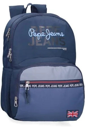Pepe Jeans Seldon Zaino scuola blu e rosa, realizzato in poliestere, spallacci regolabili per un comodo trasporto, vari scomparti, con portachiavi pompon di Joumma Bags, , Taglia unica, Zaino 46