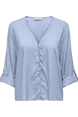 JDY Diana Shirt Diana Life 7/8 Dobby-Maglietta Wvn Noos, Kentucky Blue, XS Donna