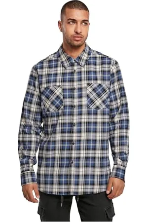 Urban classics Checked Roots Shirt Camicia, Blu Scuro/Bianco, S Uomo