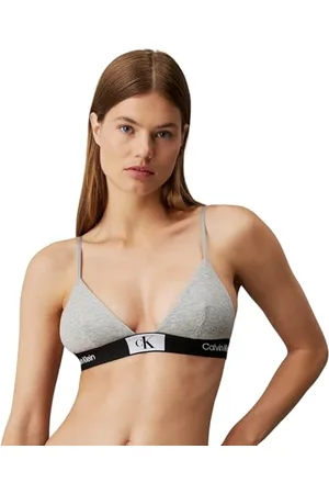 Calvin Klein Top Bikini a Triangolo Donna Unlined Triangle Coppe Morbide, (Grey Heather), XS