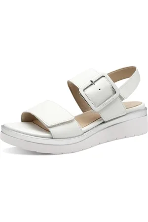 Tamaris Comfort Damen Sandalen Flach aus Leder mit Schnalle, Sandali con Zeppa Donna, , 36 EU
