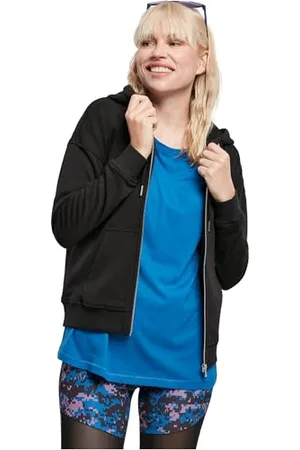 Urban classics Felpa Donna con Cappuccio in Cotone Biologico, Felpa con Zip e Coulisse, Maglione da Donna con Tasche, Taglie XS - 5XL