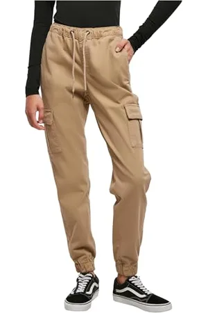 Urban classics Jeans Cargo Donna Stile Militare, Pantaloni Vita Alta, Elastici alle Caviglie Tasche Laterali, Diversi Colori Disponibili, Taglie XS - 5XL