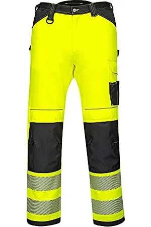 Portwest PW3 Pantaloni da Lavoro Hi-Vis, Taglia: 28, Colore: Giallo/Nero, PW340YBR28
