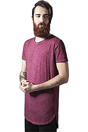 Urban classics Long Back Shaped Spray Dye Tee T-Shirt, (Burgundy 606), Small Uomo