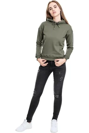 Urban classics Felpa con Cappuccio Donna Invernale, Pullover Caldo Manica Lunga, Maglione Pesante per Ragazza, Colore olive, Taglia XL