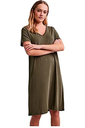 Pieces® Pckamala SS Vestito con Scollo a V Noos BC Mini Abito, Foglia D