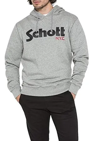Schott NYC Swhood Felpa con Cappuccio, (Heat.Grey Heat.Grey), Large Uomo
