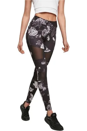 Urban classics Leggings da Donna Tech Mesh AOP, Fiore Scuro, L szczupły