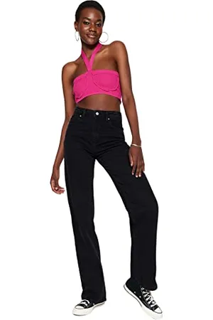 Trendyol Jeans da Donna a Vita Alta, Gamba Larga Pantaloni, , 40