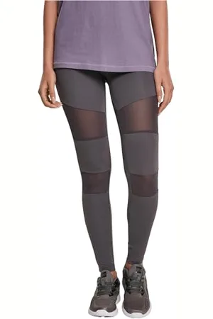 Urban classics Leggings, Sportivi a Vita Alta con Inserti Mesh Elasticizzati con Vestibilità Regolare e Gamba Affusolata, da Donna, (Dark Grey), L