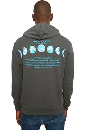 Trendyol Anthracite-Felpa da Uomo a Maniche Lunghe con Cappuccio, vestibilità Regolare, , M
