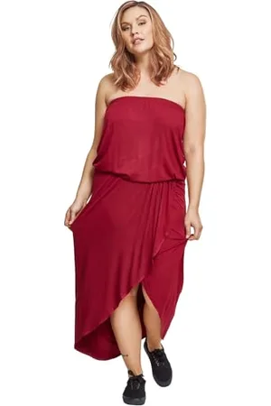 Urban classics Ladies Viscose Bandeau Dress, Vestito, Donna, (burgundy 606), L