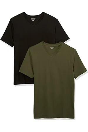Amazon Confezione da 2 Magliette con Scollo a V a Maniche Corte vestibilità Slim Uomo, Pacco da 2, , L