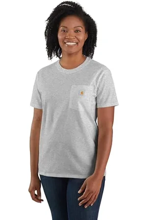 Carhartt Pocket T-shirt K87, Loose Fit, manica corta Donna, Heather Grey , XS