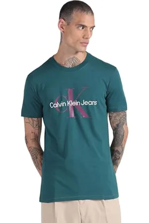 Calvin Klein Seasonal Monologo Tee J30J320806, Magliette a Maniche Corte Uomo, (Atlantic Deep/Amaranth), XXS