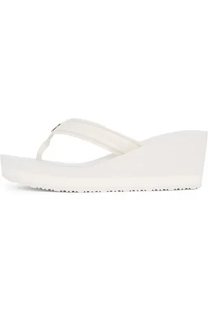 Tommy Hilfiger TH Stripes Wedge Beach Sandal FW0FW08521, Infradito Donna, White (Ivory), 38 EU