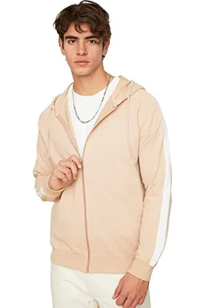 Trendyol Beige-Felpa con Cappuccio da Uomo, vestibilità Regolare, Modello Garnili, XL