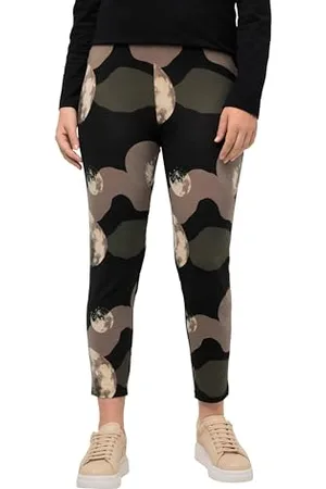 Ulla Popken Leggings con Stampa Luna Jersey, , 32W x 32L Donna