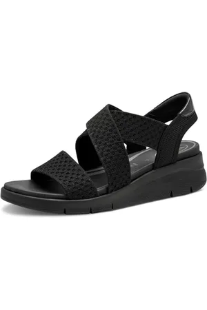 Tamaris Comfort Damen Keilsandale TC Vegan, Sandali con Zeppa Donna, Nero-Black Uni, 40 EU
