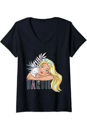 Barbie Donna Design ufficiale con gatto Maglietta con Collo a V