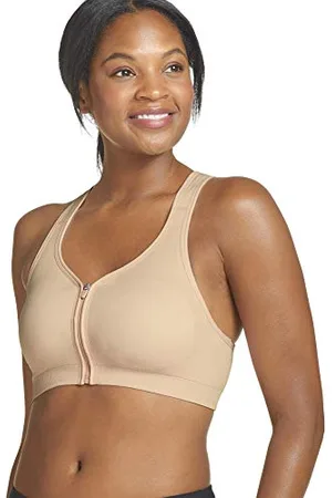 Jockey Reggiseno Senza Cuciture Frontali con Zip Sportivo, Opaco, , L Donna