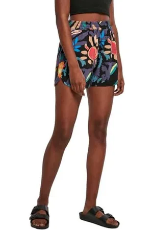 Urban classics Pantaloncini Donna Sportivi con Motivi Floreali in Viscosa, Senza Cerniere, M