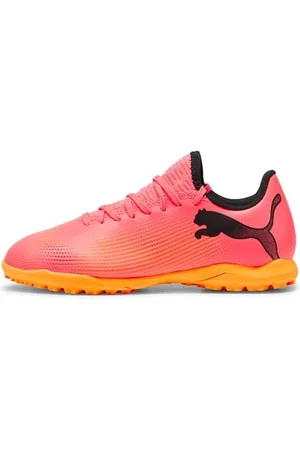 PUMA Future 7 Play TT Jr, Soccer Shoe, Sunset Glow Black-Sun Stream, 35.5 EU