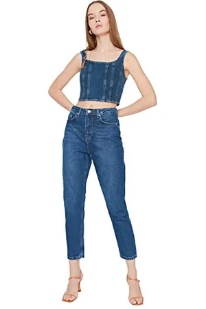 Trendyol Lacivert Wash High Waist Mom Jeans, , 42 da Donna