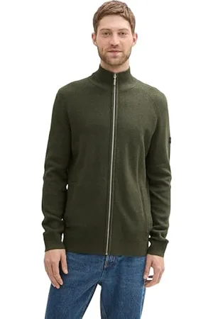 TOM TAILOR 1042455 Maglione Cardigan, 36230-Rosin Green Melange, XXL Uomo