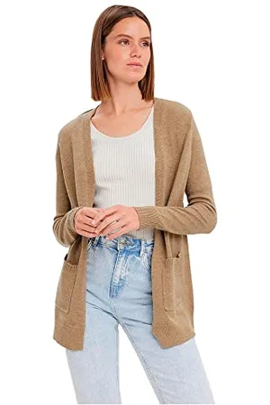 VERO MODA Vmlillie LS Pocket Cardigan Ga Noos Maglione, Inchiostro Seppia. Dettagli: mélange, L Donna