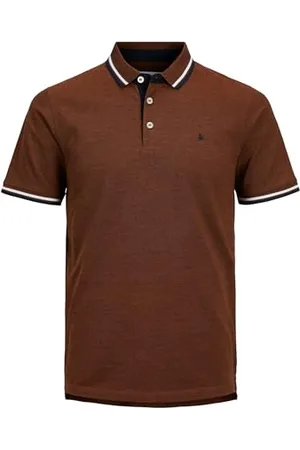 JACK & JONES Uomo Polo Aderente JJEPAULOS Tinta Unita Maglia Manica Corta Cotone piqué Taglie Forti, Colore: , Size:3XL