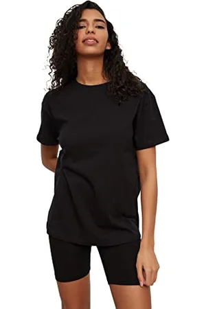 Trendyol Black Biker Tights-Tshirt Knitted Pajamas Kit Completo Pigiama, XS da Donna