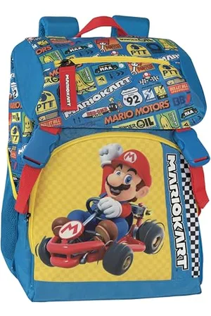 FRANCO COSIMO PANINI MARIO KART - Zaino Scuola Ufficiale Mario Kart, Zaino Estensibile, 2 Ampi Vani, Tasche Frontali con Zip, Tasche Laterali in Rete, Spallacci Regolabili Imbottiti, 29 x 41H x 13,5+9 cm