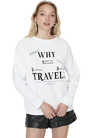 Trendyol Girocollo con Slogan Regular Felpa Maglia di Tuta, , XL Donna