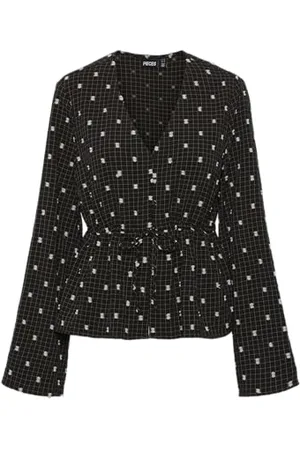Pieces® Pcnovalee LS Tie Top Camicia a Maniche Lunghe, , L Donna