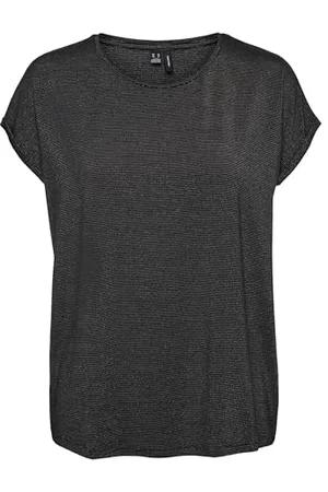 VERO MODA Vmlava Glitter SS Top Stripe Ga Jrs Noos, , L Donna