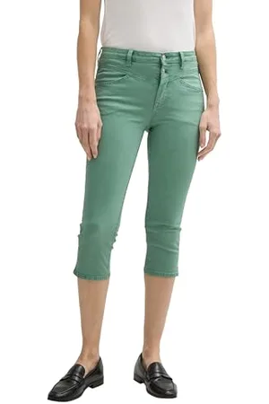 TOM TAILOR 1046008 Kate Slim Capri Jeans, 13010-Faded Green, 38 Donna