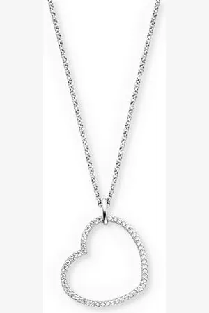Engelsrufer Collana a forma di cuore, in Sterling 925, con zirconi, chiusura a moschettone, lunghezza: 42 + 4 + 4 cm, 50 cm, sterling, Zirconia cubica