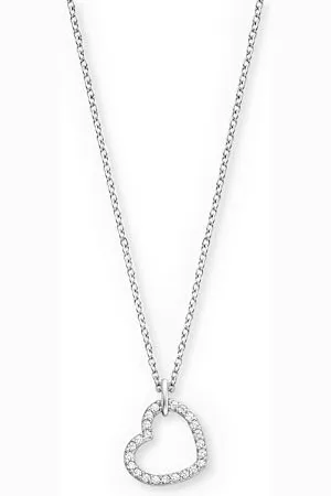 Engelsrufer Collana a forma di cuore in Sterling 925, con zirconi, chiusura a moschettone, lunghezza: 40 + 4 cm, 44 cm, sterling, Zirconia cubica