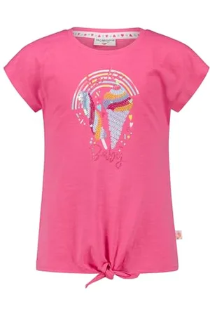 Salt & Pepper BY KIDS PARK Mädchen T-Shirt mit Knoten Detail und EIS Pailletten Print Canottiera, (Camelia Pink), 128-134 Bambine e Ragazze