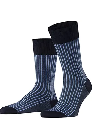 Falke Oxford Stripe M SO cotone fantasia 1 paio, Calzini Uomo, (Dark Navy 6375), 39-40