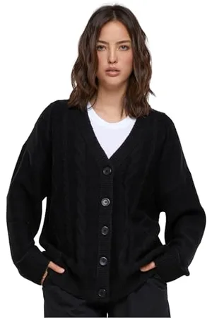 Urban classics Ladies Cabel Knit Cardigan Maglione, Black, XL Donna